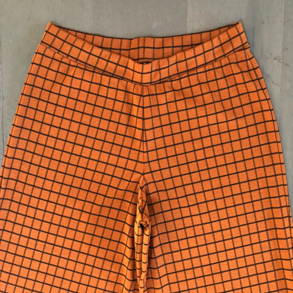 ASOS Wide Leg Culotte Windowpane Pants in Rust - Picture 3 of 6